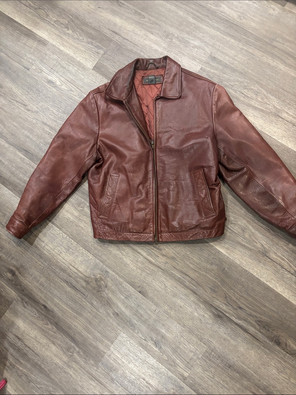 Banana Republic Men's Rust Brown Leather Bomber Jacket